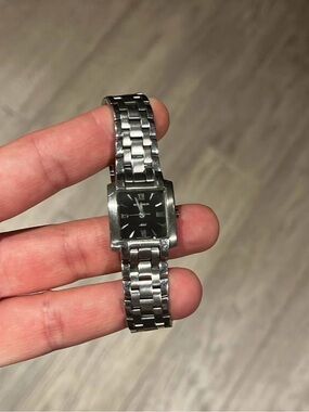 Stainless Steel Women's Square Black Dial Watch
